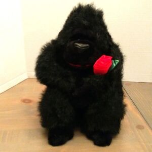 America Wego, 11 inch gorilla with a rose plush toy